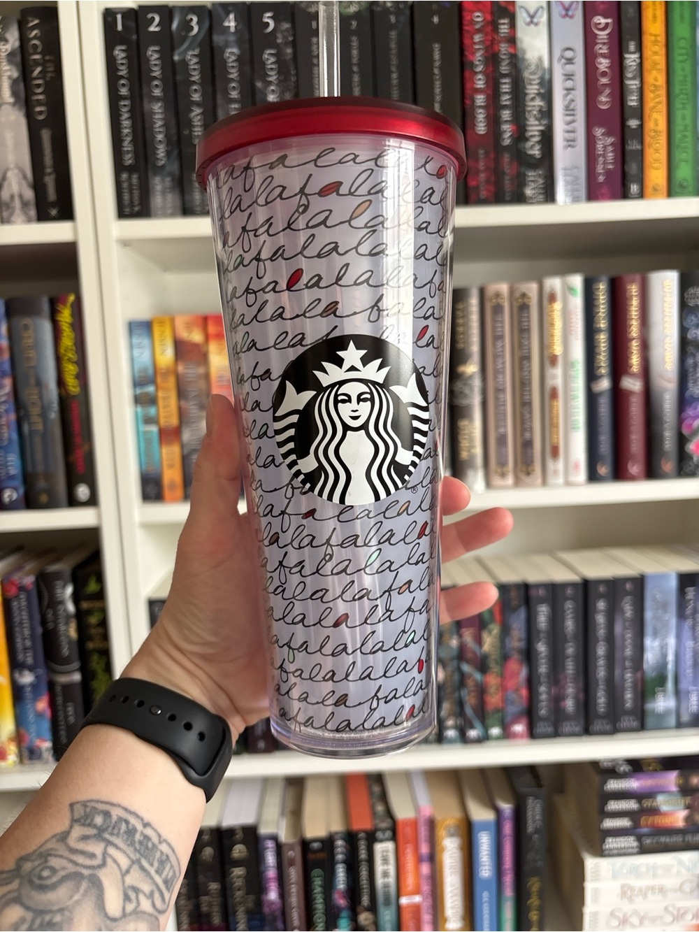 Starbucks Holiday Fa La La Cold Cup Tumbler 24oz w/ Straw Red Lid